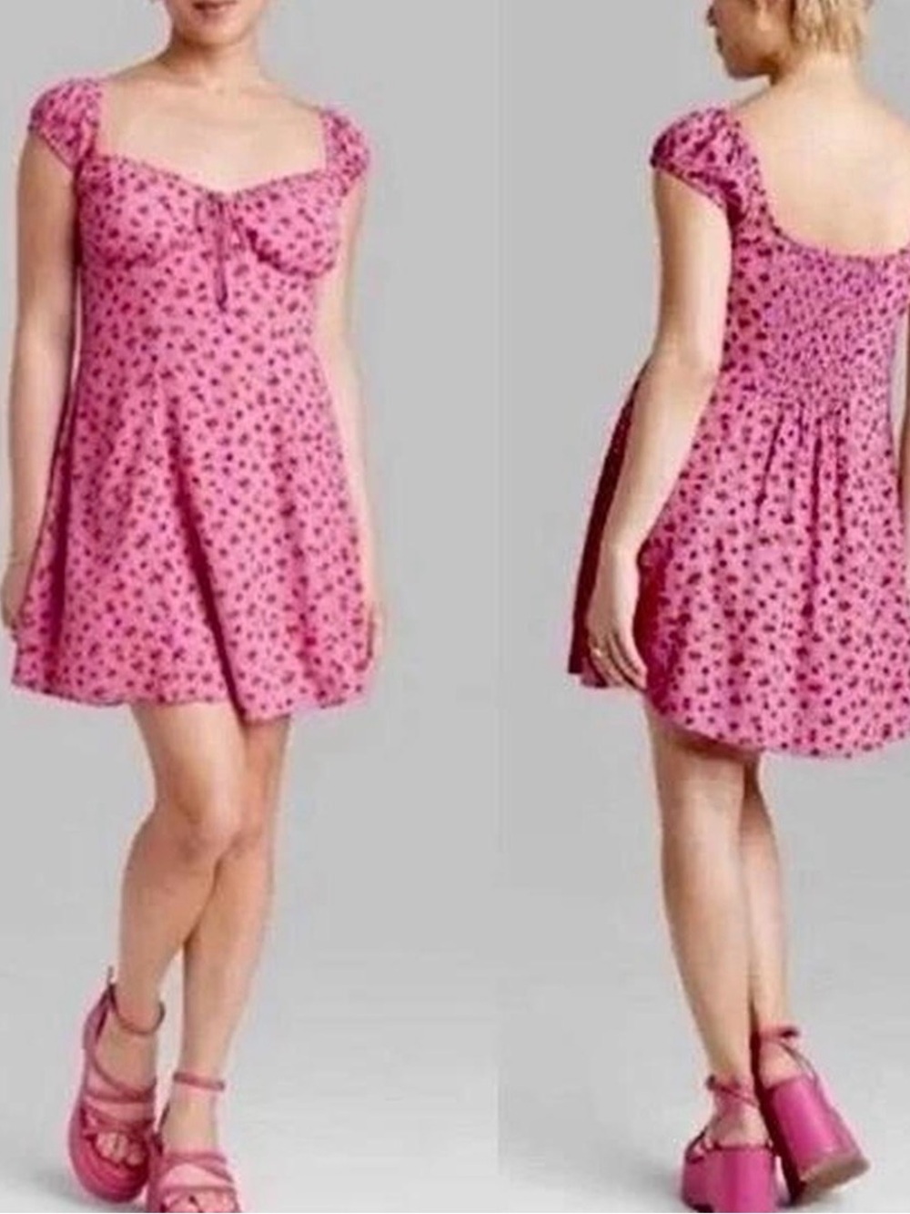 NWT Wild Fable Pink & Purple Floral Sun Dress, Size M